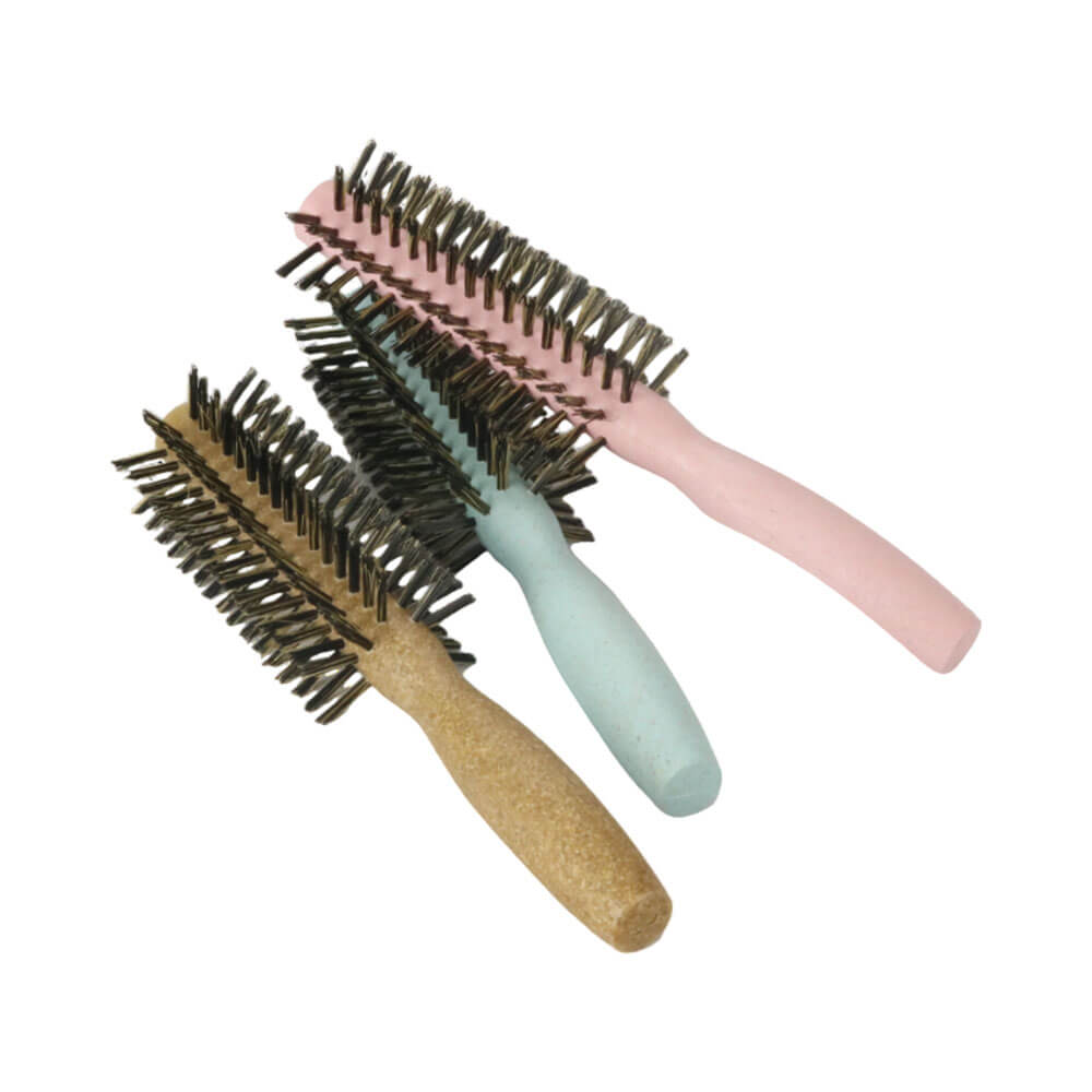 Escova Marilú Meia Lua com cerdas mistas e cabo ergonômico em madeira e resina, cores variadas