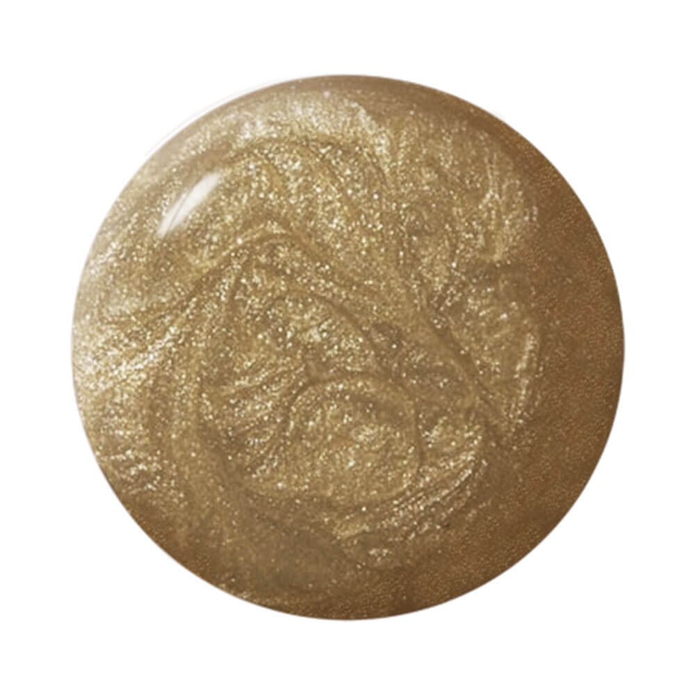 Close da cor dourada metálica com brilho perolado do esmalte Anita Luzes à Piscar