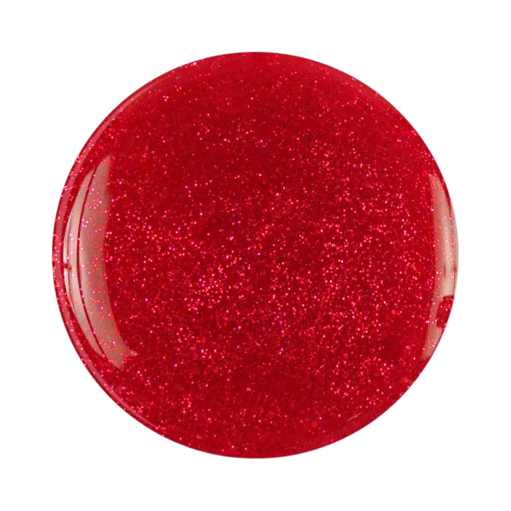 Close na cor vermelha com partículas cintilantes do Esmalte Anita Tempo de Celebrar Mamãe Noel