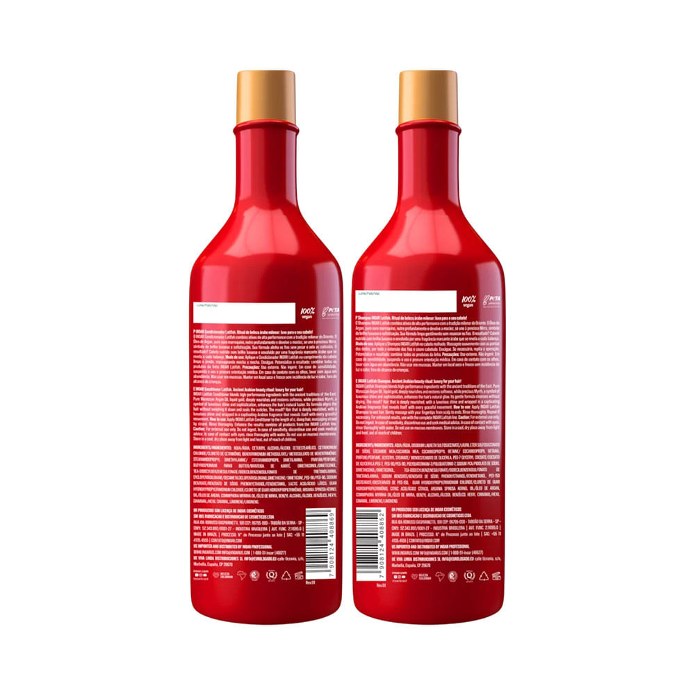 Kit Inoar Latifah Shampoo e Condicionador vista traseira com detalhes da embalagem