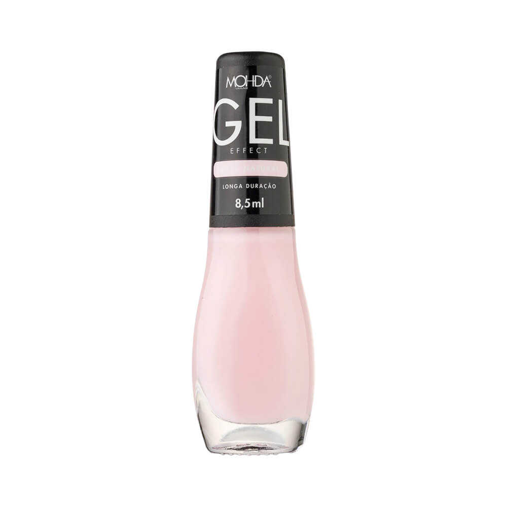 Esmalte Mohda Efeito Gel Rosa Natural com frasco transparente e tampa preta