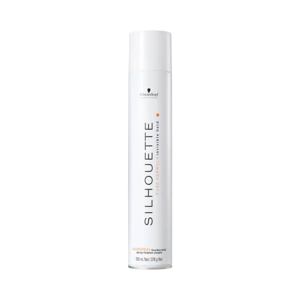 Hair Spray Schwarzkopf Silhouette Flexible Hold 500ml - embalagem branca cilíndrica com logo Schwarzkopf