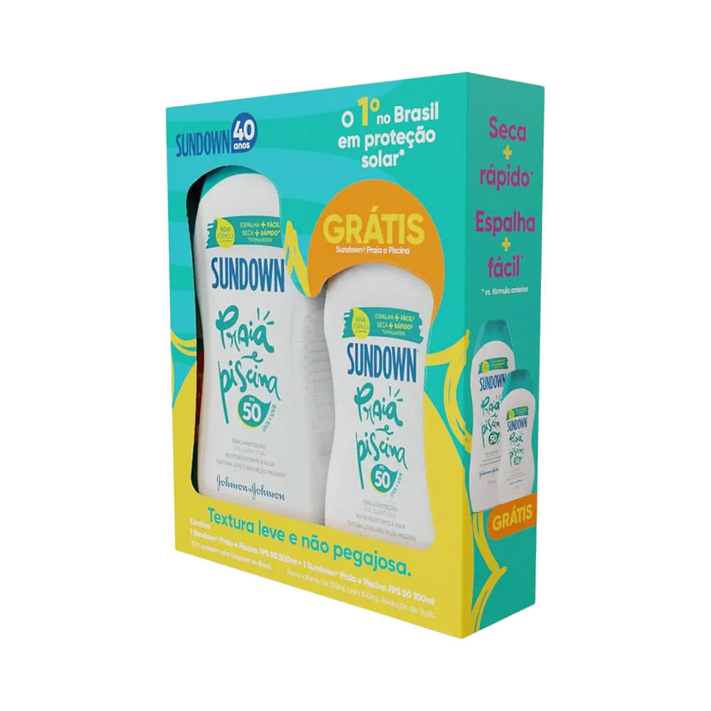 Frascos do Kit Sundown Protetor Solar FPS 50 com textura leve e fácil aplicação