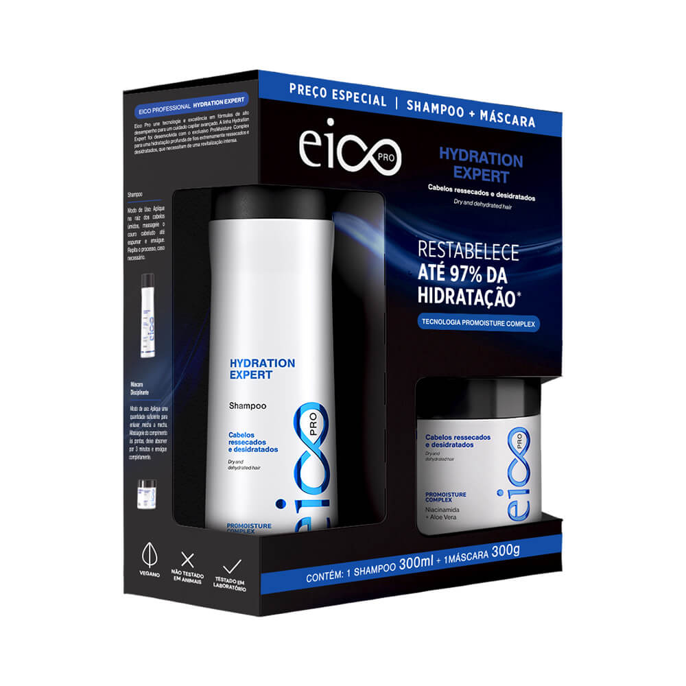 Kit Eico Hydration Expert contendo shampoo e máscara hidratante