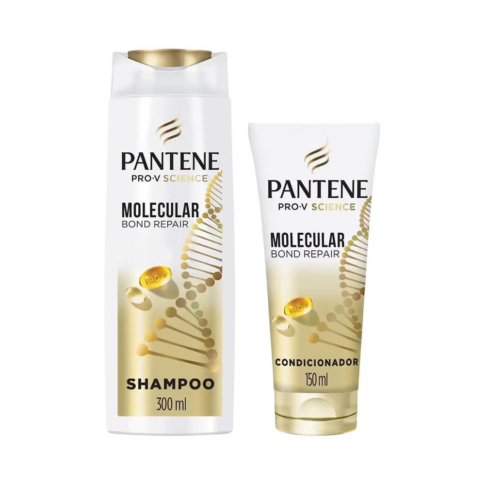 Embalagens do Kit Pantene Molecular Bond Repair destacando tecnologia Pro-V Science