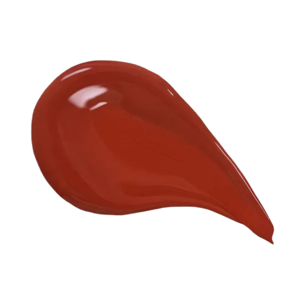 Close da cor vermelho terroso do batom líquido Mari Maria Creamy Matte Maria Sofia