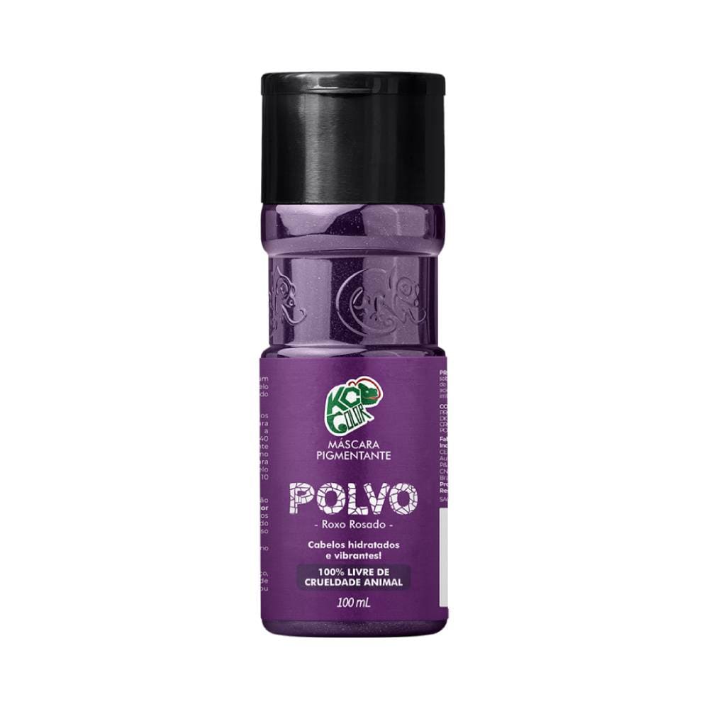 Frasco de 100ml da Máscara Pigmentante Kamaleão Color Polvo com embalagem roxa e tampa preta