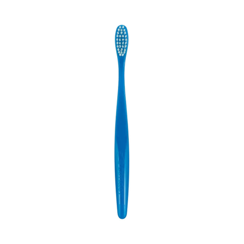 Escova dental Condor Plus com cabo azul e cerdas brancas vista frontal