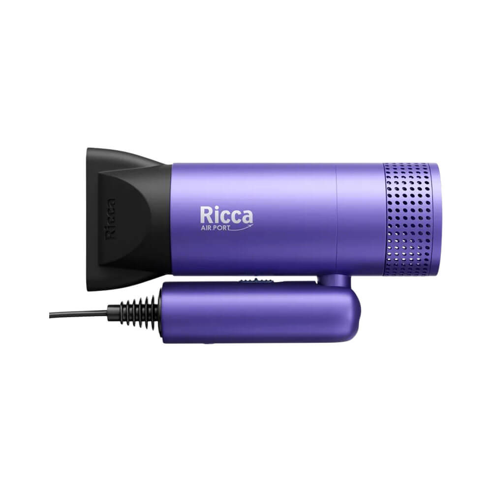 Secador Ricca Airport bivolt roxo dobrado para viagem com bico concentrador preto