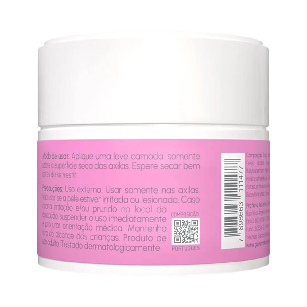 Parte traseira do desodorante creme Giovanna Baby Rosé mostrando instruções e composição.
