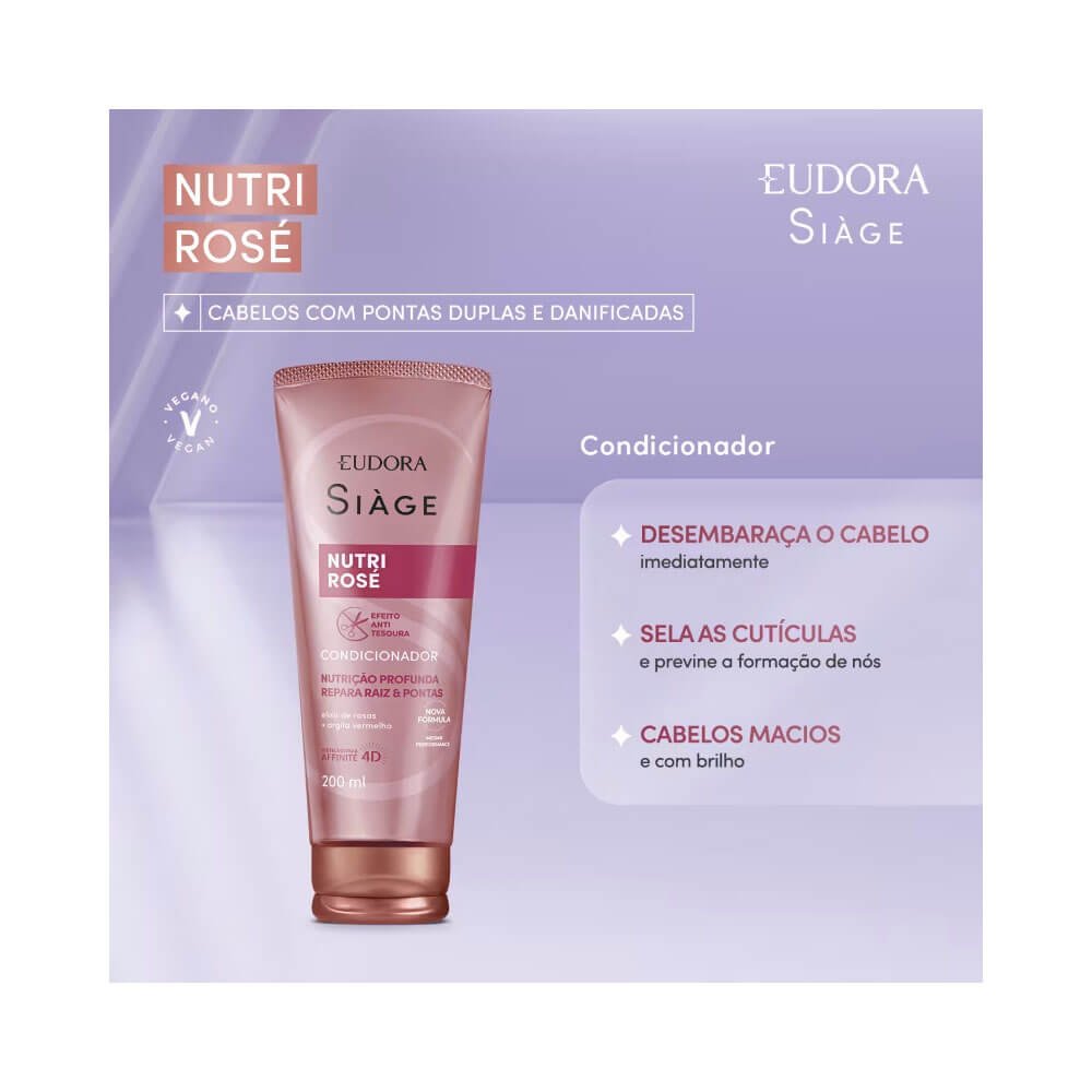 Condicionador Siàge Nutri Rosé em destaque com fundo lilás
