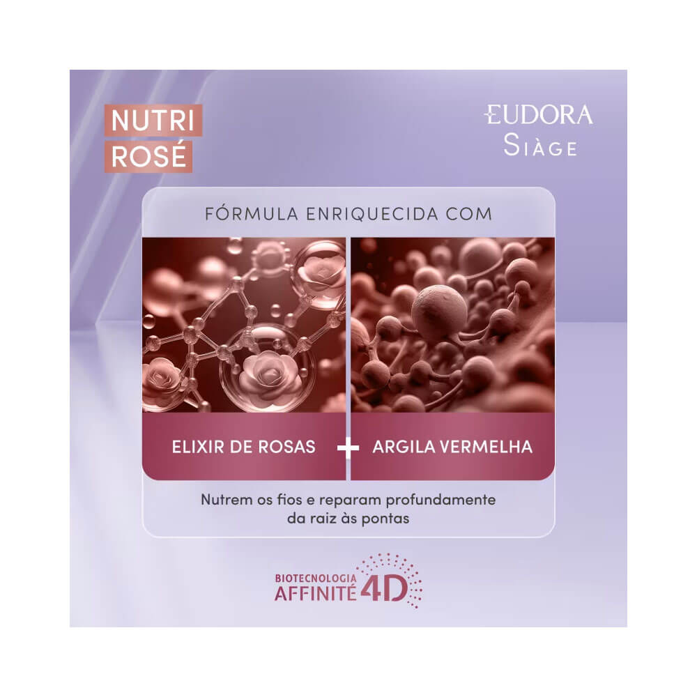 Fórmula do Condicionador Siàge Nutri Rosé com elixir de rosas e argila vermelha