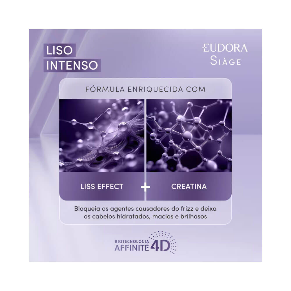 Fórmula do Shampoo Siàge Liso Intenso com Creatina e Liss Effect