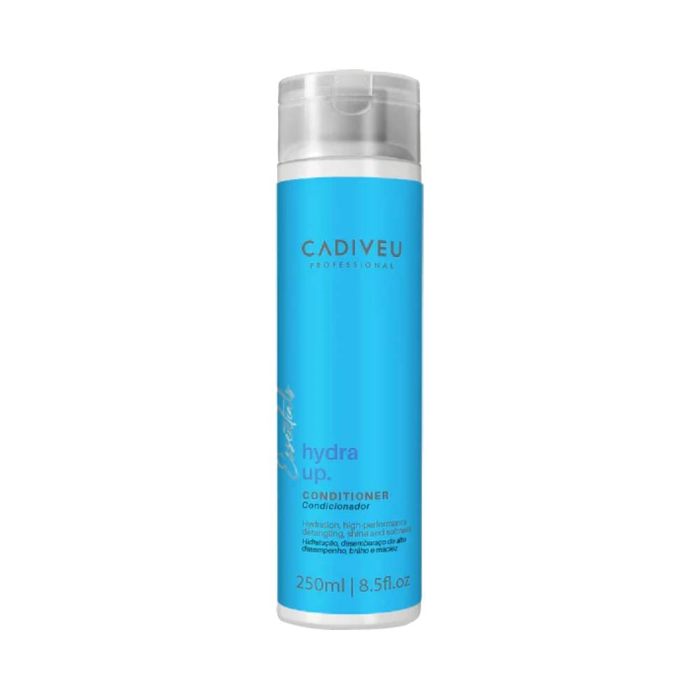 Condicionador Cadiveu Essentials Hydra Up 250ml em embalagem azul vibrante com tampa transparente