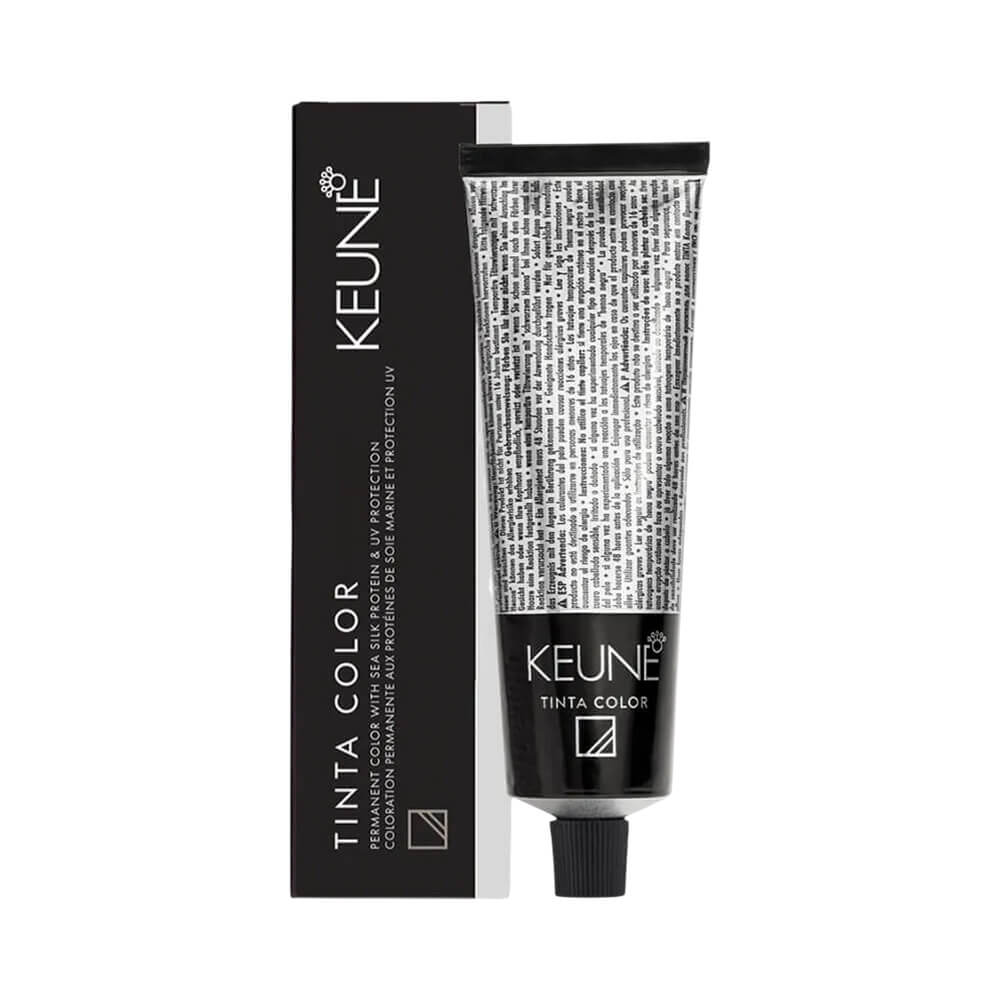 Tubo da coloração Keune Tinta Color 7 Louro Médio ao lado da embalagem