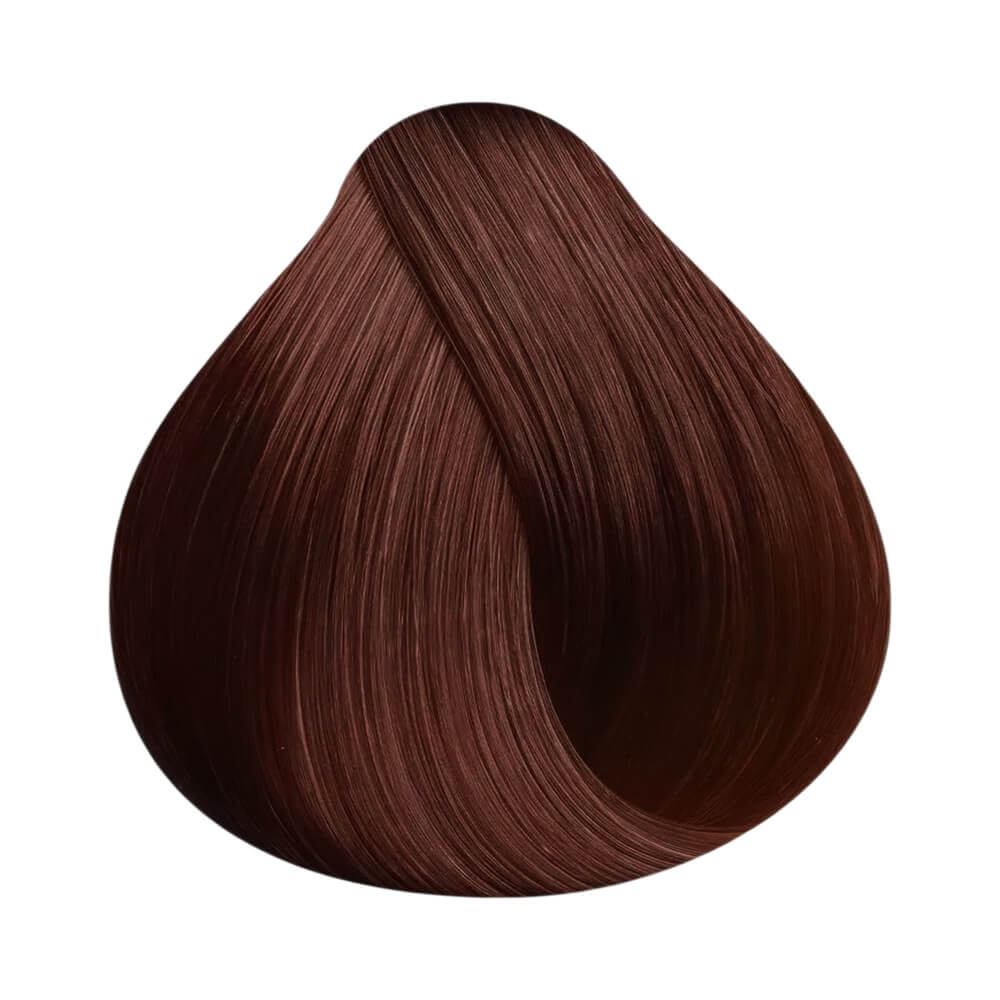 Cor da coloração Keune Tinta Color 5.4 Castanho Claro Cobre em mecha de cabelo