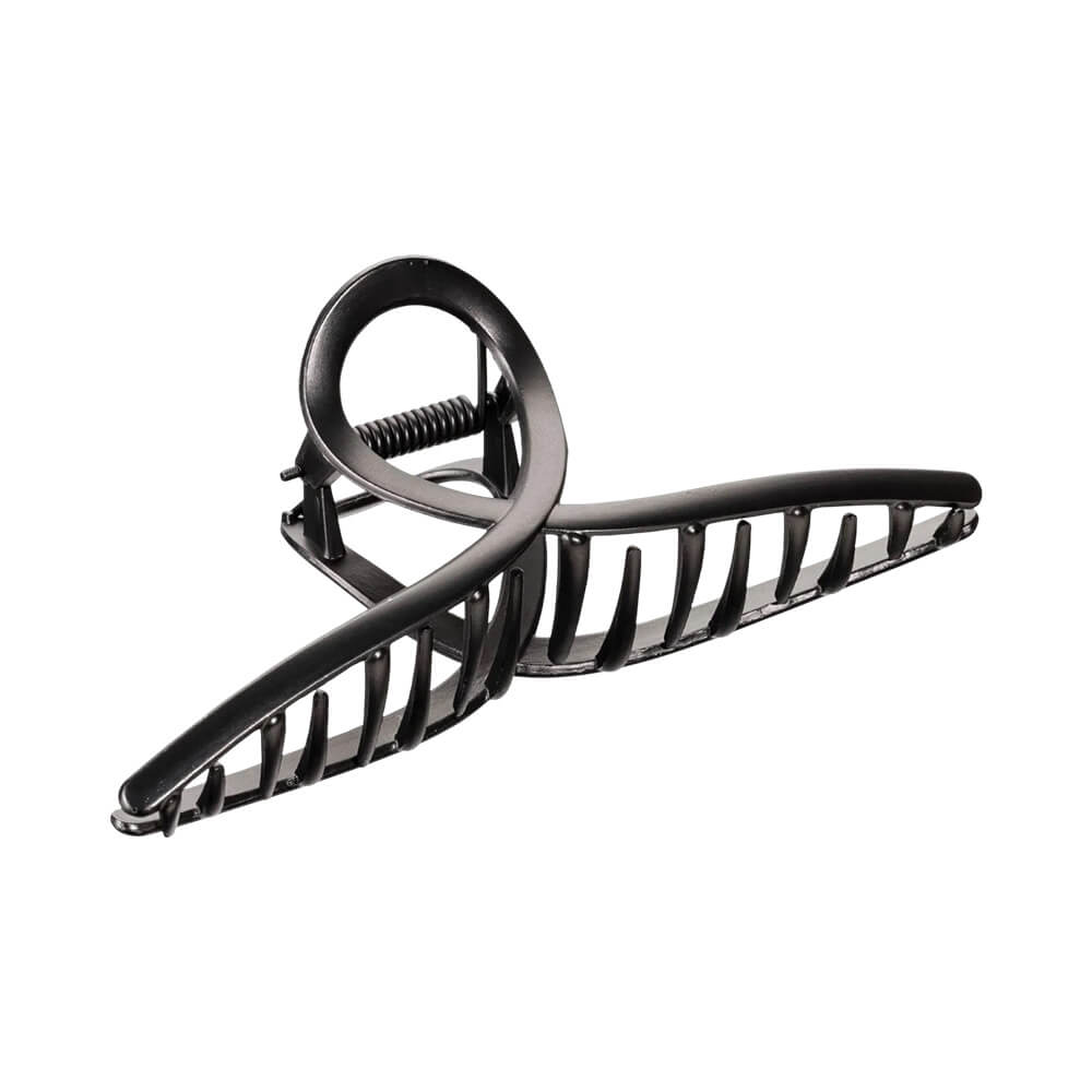 Piranha de cabelo preta da marca Proart, modelo Metal Black Laço, com design em laço e acabamento preto fosco.