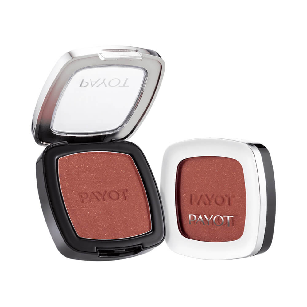Blush Payot Retinol Marrom Apimentado em embalagens abertas e fechadas