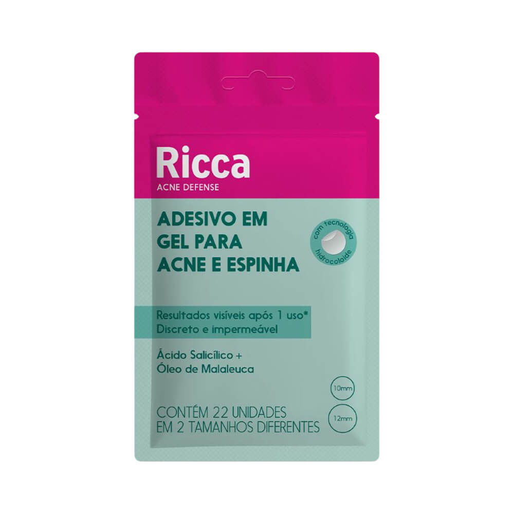 Embalagem frontal do Adesivo em Gel Ricca para Acne e Espinha