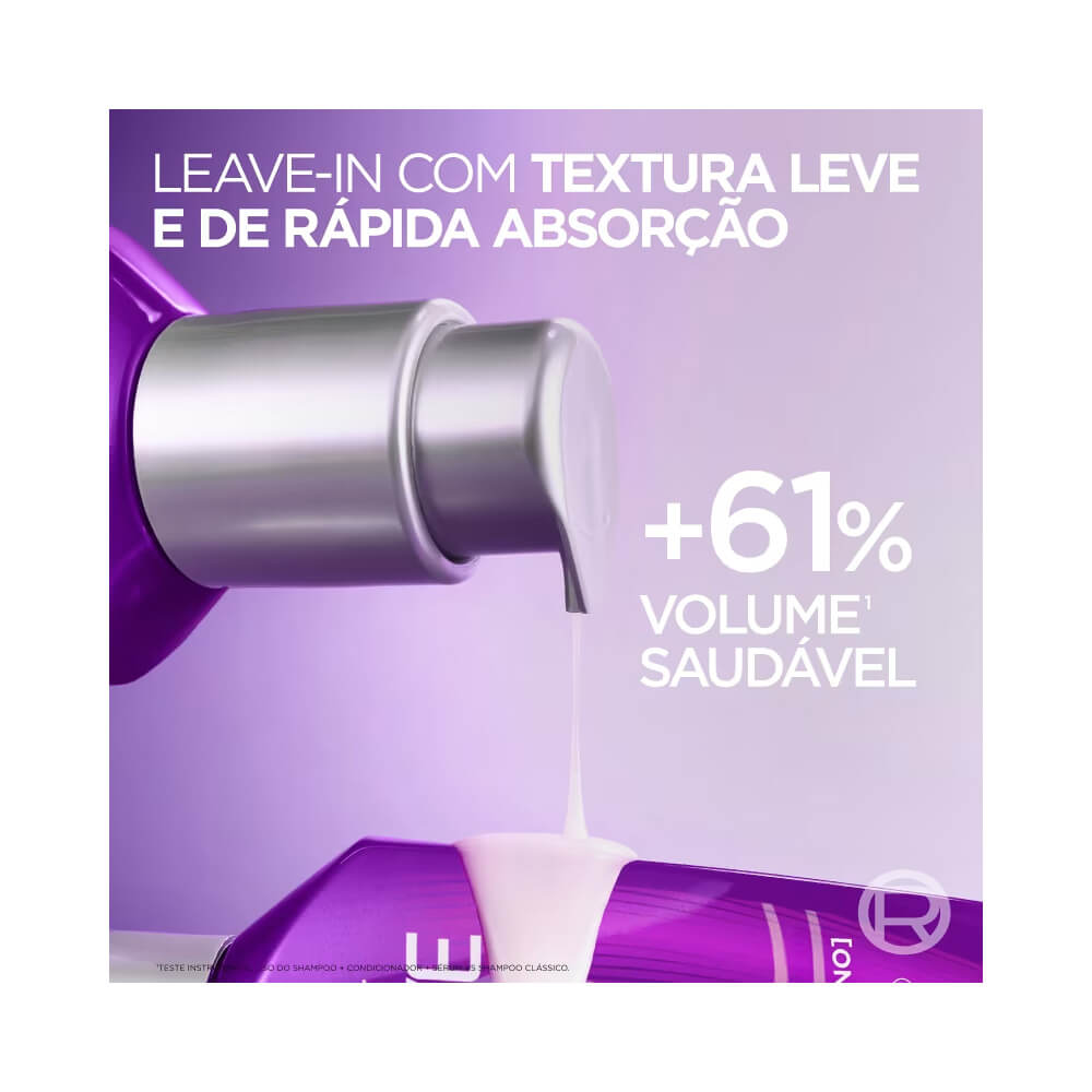 Close no bico pump do Leave-In Elseve Collagen Lifter mostrando textura leve do produto