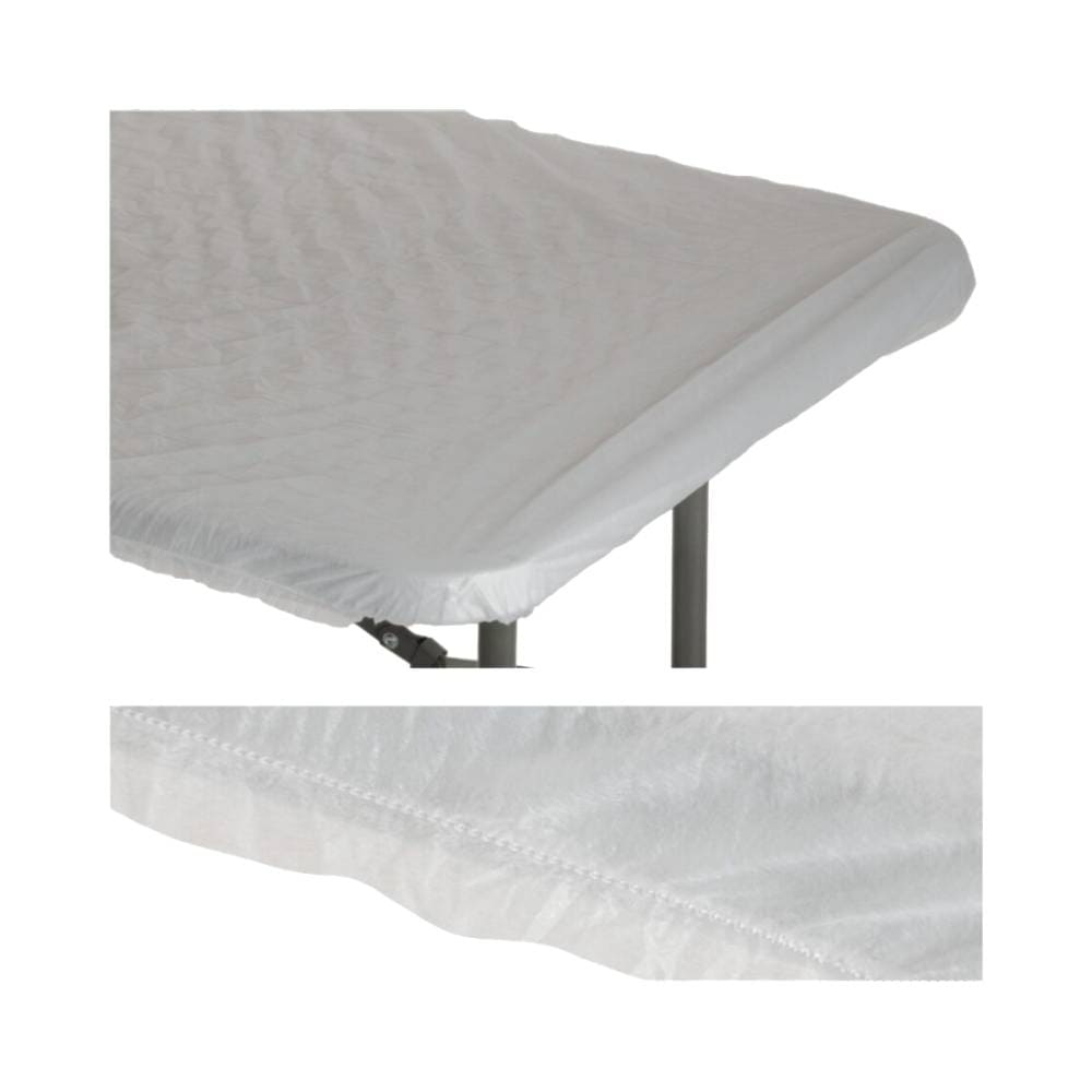 Embalagem e lençóis descartáveis para maca Higipratic, lençol branco com elástico e embalagem verde e branca