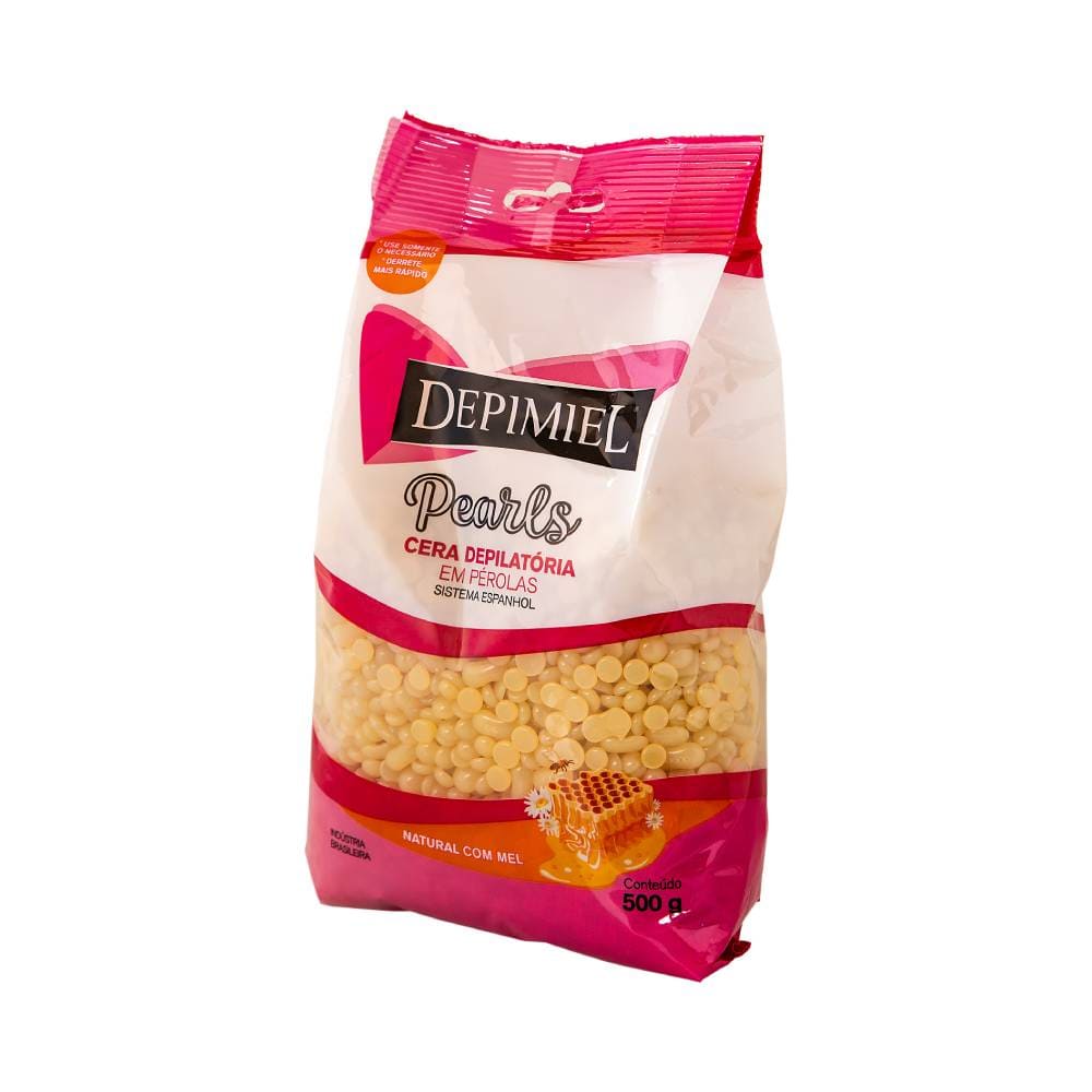 Detalhe das pérolas amarelas da Cera Depilatória Natural Depimiel 500g