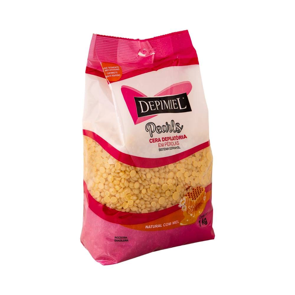 Detalhe das pérolas granuladas da Cera Depilatória Depimiel Granulada Mel 1Kg