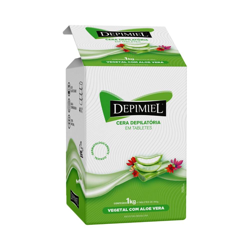 Embalagem da Cera Depilatória Depimiel Vegetal com 4 Tabletes 1kg