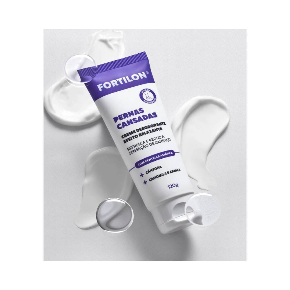 Detalhes do Creme Hidratante Dailus Fortilon Pernas Cansadas com textura do produto