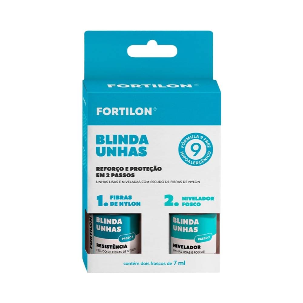 Kit Dailus Fortilon Blinda Unhas com dois frascos e embalagem azul e branca