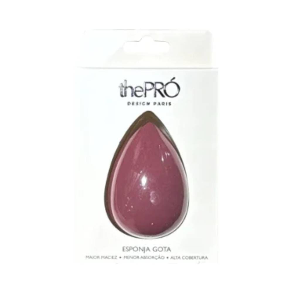 Embalagem da Esponja The Pro Gota Malbec, acessório para maquiagem com alta cobertura e menor absorção