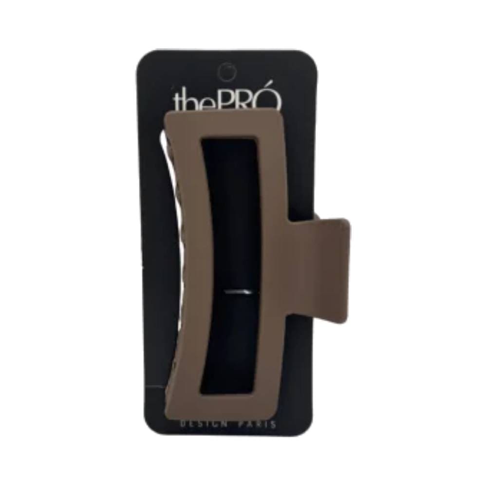 Prendedor The Pro Carre Matte Coffee Xg visto de frente, acabamento fosco na cor café.