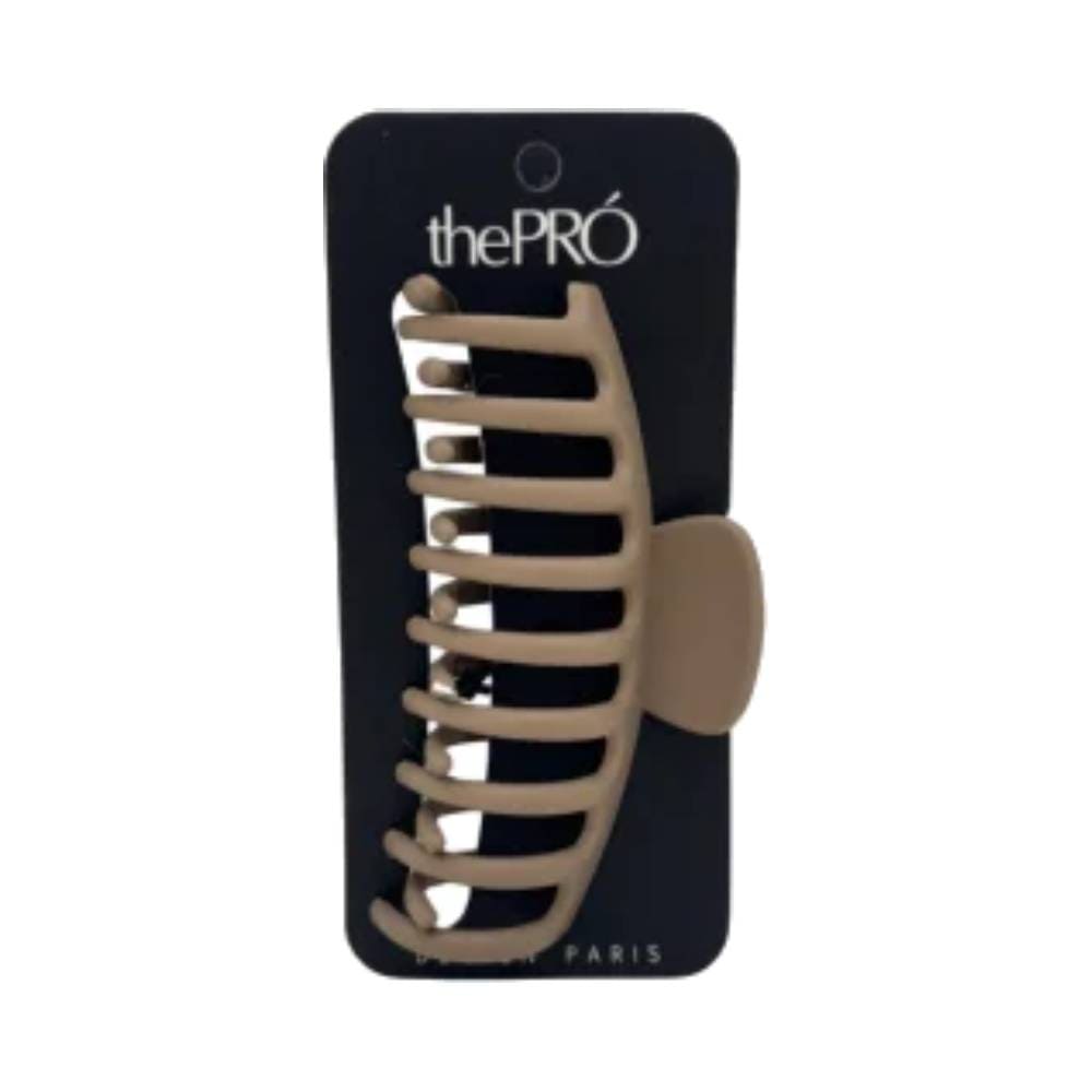 Prendedor de cabelo The Pro Cote Matte Coffee G na embalagem preta com logo thePRÓ, plástico fosco e dentes largos.