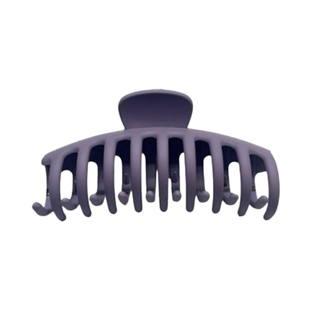 Prendedor de cabelo grande violeta fosco com dentes largos e curvados para melhor fixação