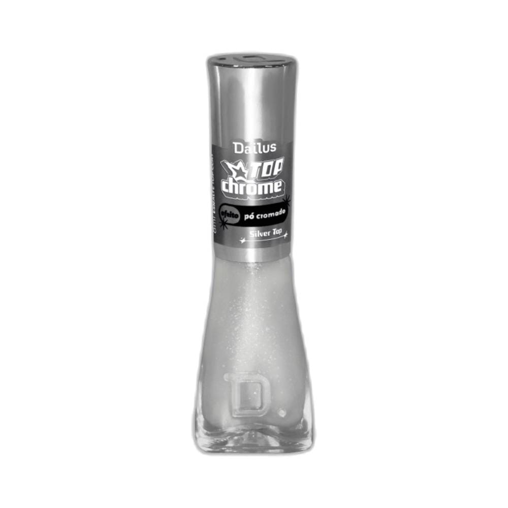 Frasco de esmalte Dailus Top Chrome Silver Top com acabamento metálico prateado