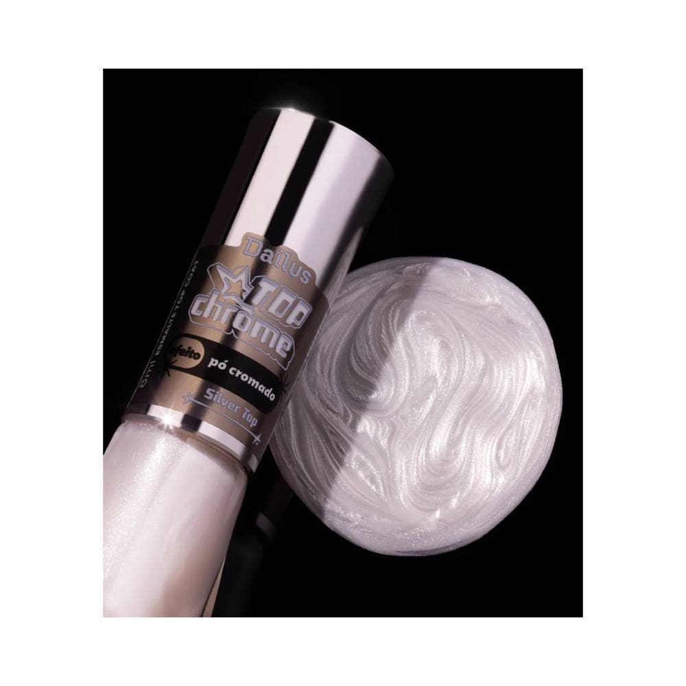 Esmalte Dailus Top Chrome Silver Top com textura metálica prateada