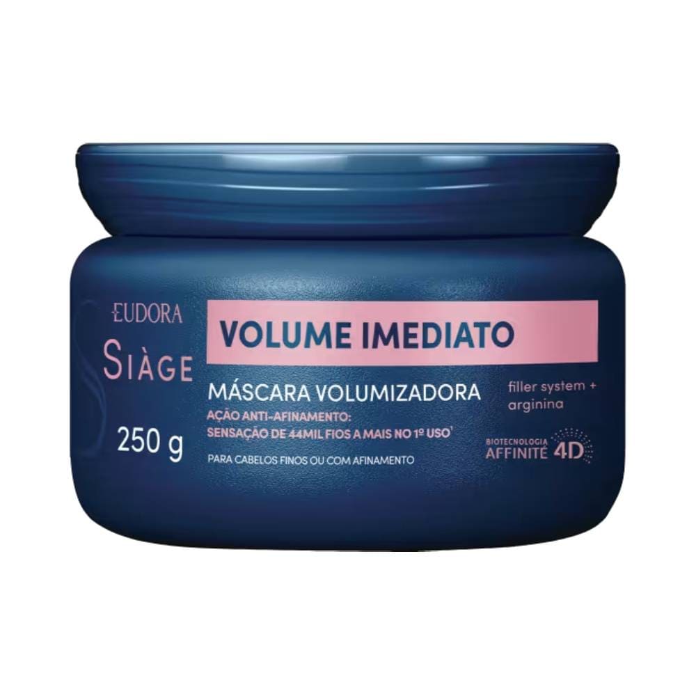 Embalagem da Máscara Capilar Siàge Volume Imediato 250g em fundo branco
