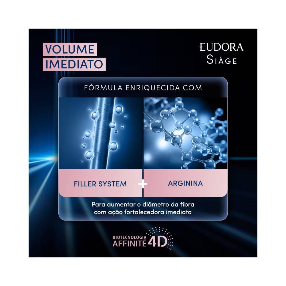 Fórmula do Shampoo Siàge Volume Imediato com Filler System e Arginina