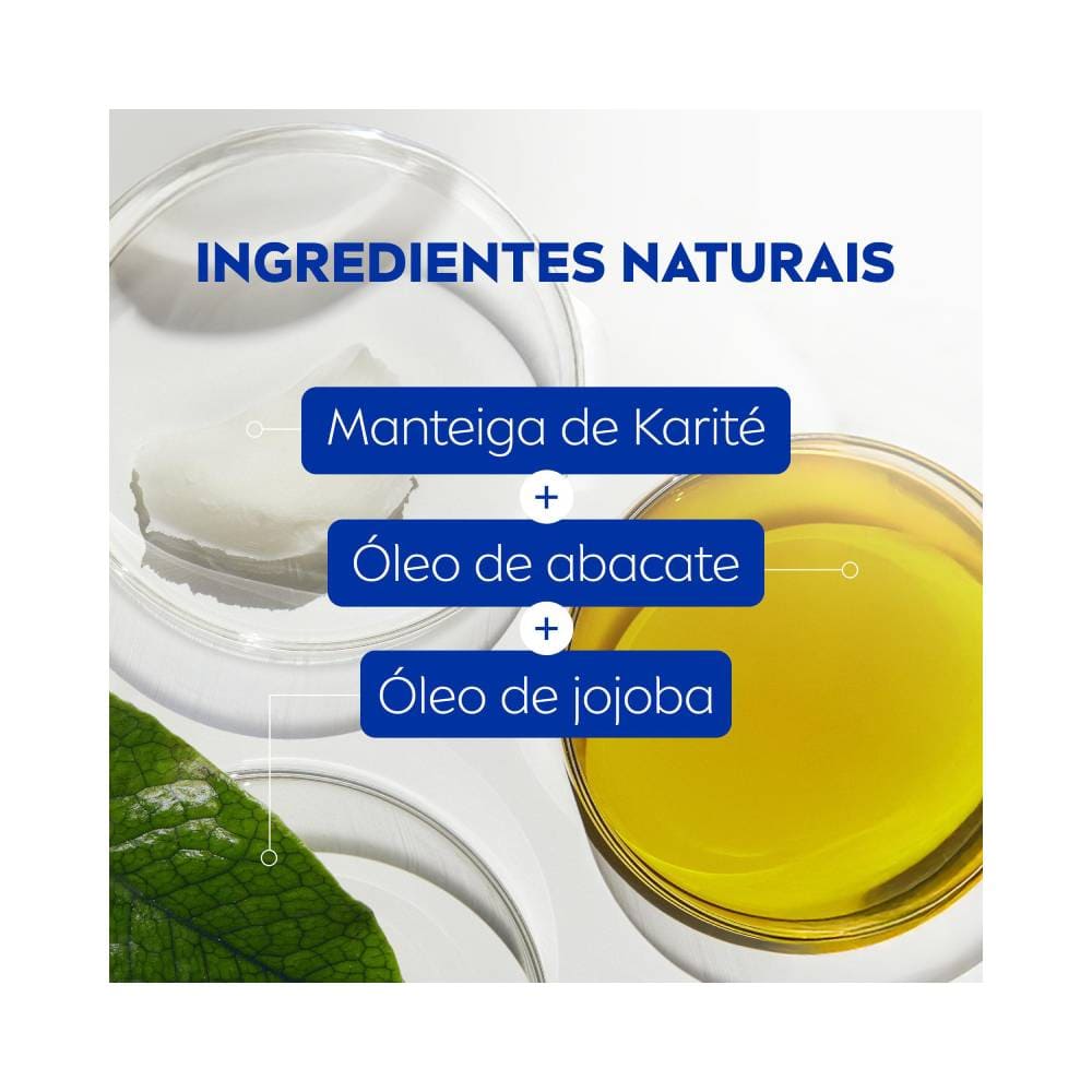 Ingredientes naturais do Hidratante Labial Nivea Cereja Shine: manteiga de karité, óleo de abacate e óleo de jojoba