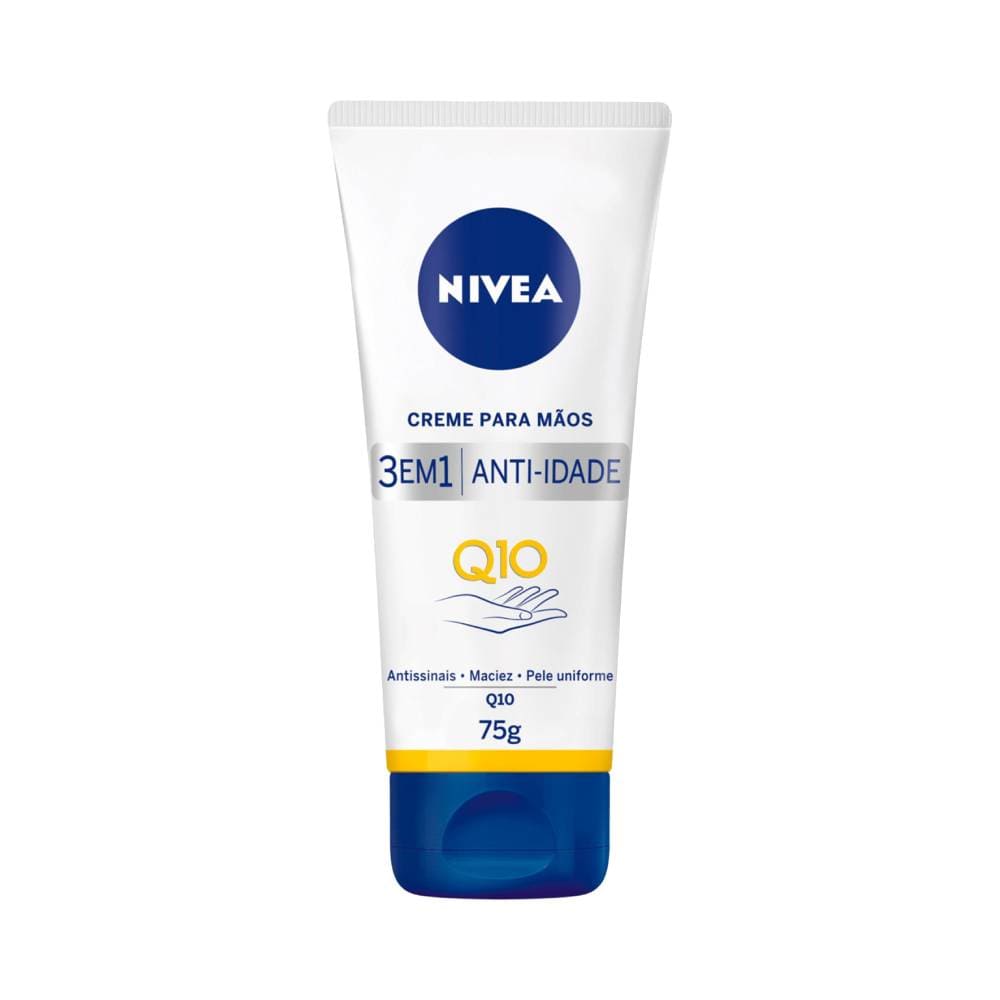 Tubo de creme Nivea para mãos com rótulo visível e textura suave