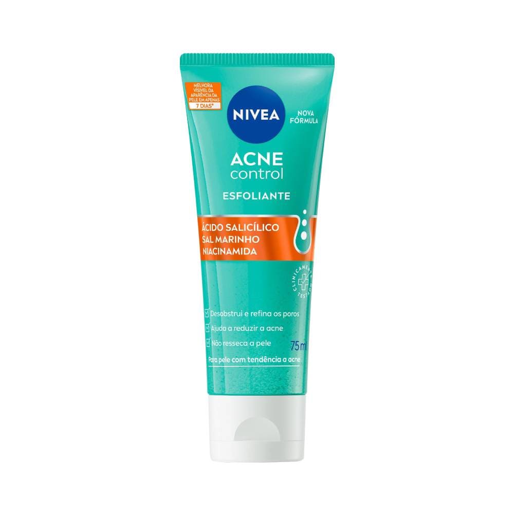 Tubo do Esfoliante Facial Acne Control Nivea em fundo azul