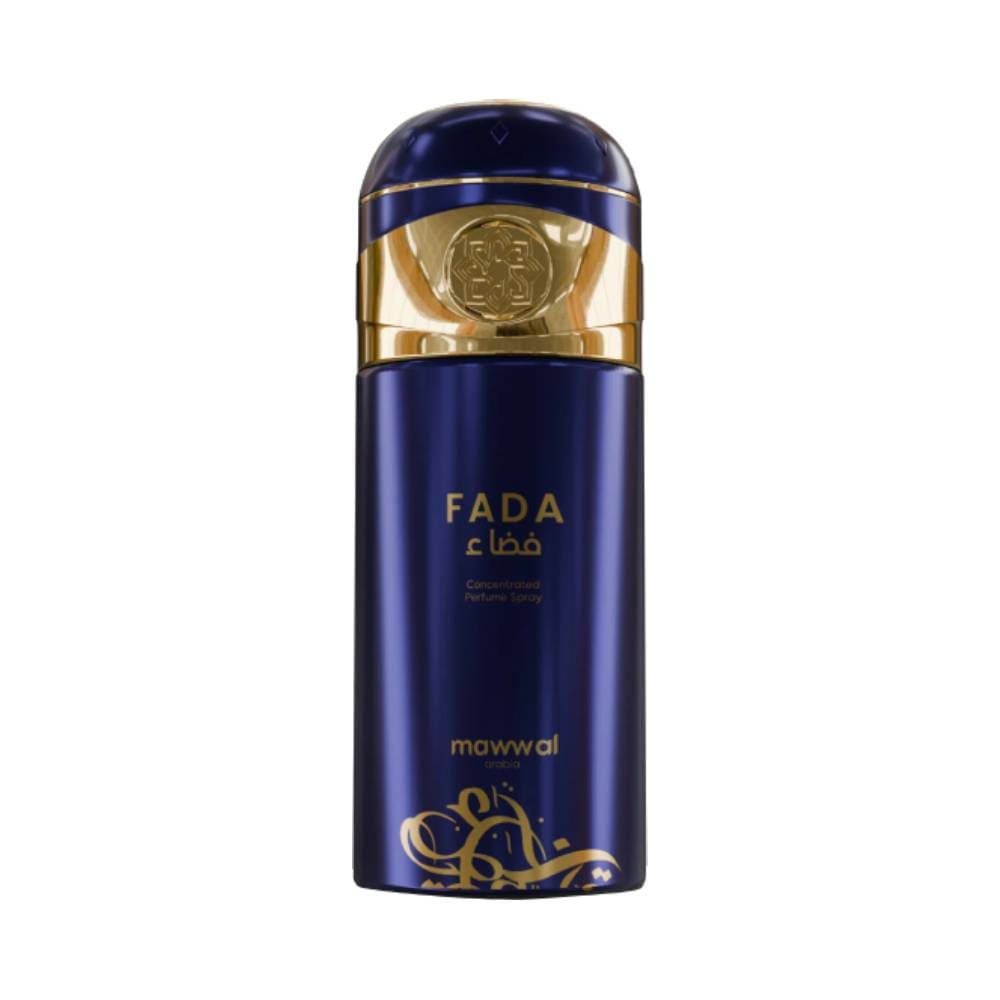 Frasco do perfume Mawwal Energy Fada Masculino 250ml em tom azul escuro com detalhes dourados