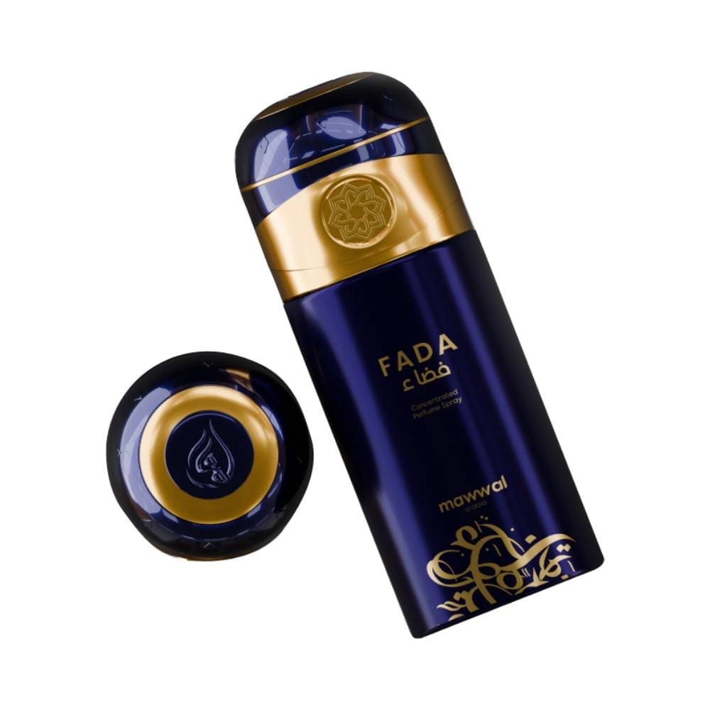 Perfume Mawwal Energy Fada Masculino 250ml visto em ângulo inclinado com tampa removida