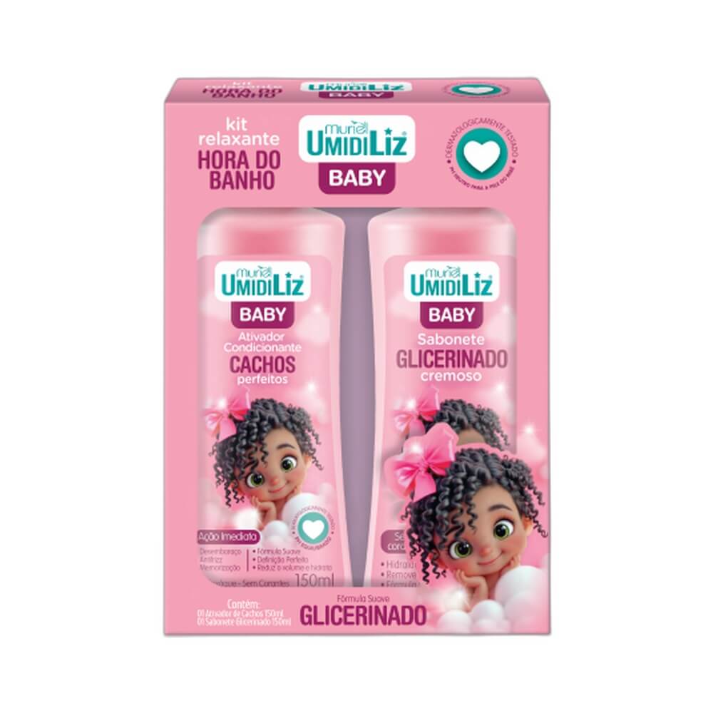 Kit Muriel Umidiliz Baby com Ativador Condicionante e Sabonete Líquido em embalagem rosa