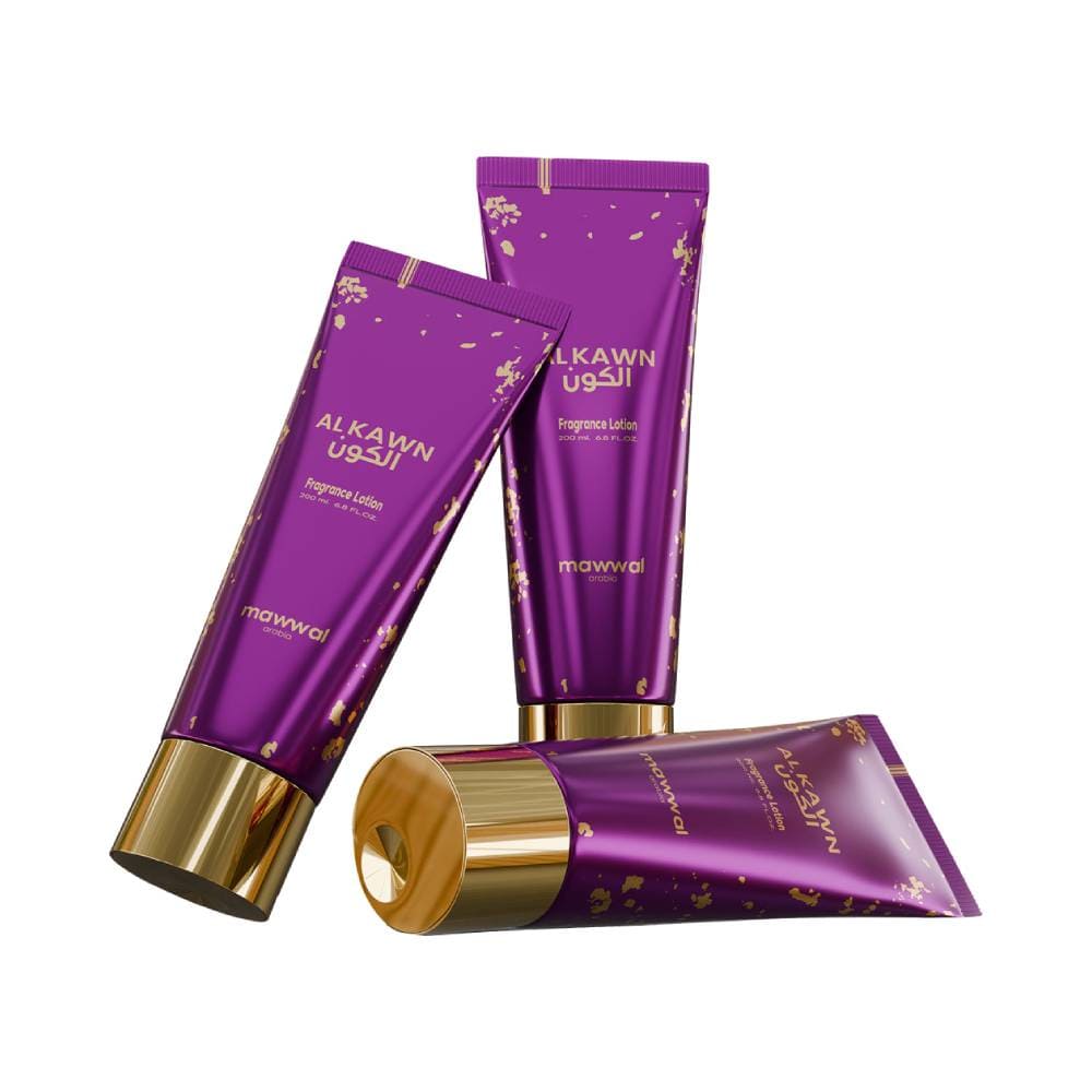 Bisnagas do Hidratante Mawwal Universe Alkawn 200ml em diferentes ângulos