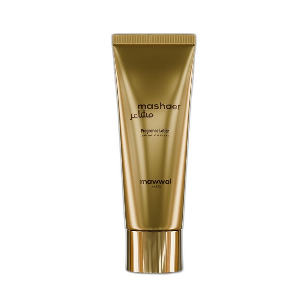 Hidratante Corporal Mawwal Sense Mashaer 200ml em embalagem dourada metálica com tampa rosqueável