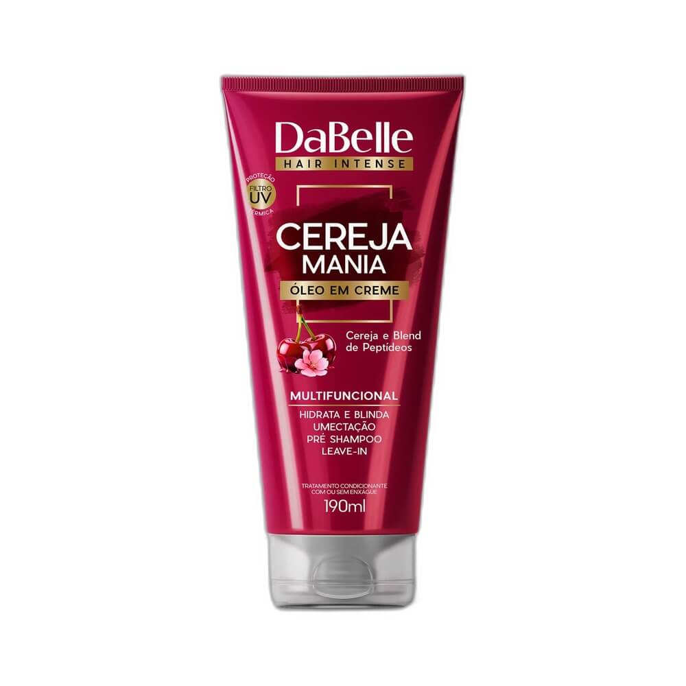 Óleo em Creme Dabelle Cereja Mania 190ml em embalagem vinho com detalhes dourados