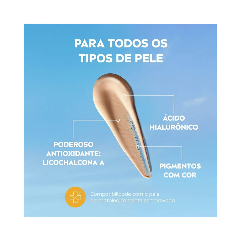 Textura fluida clara do Protetor Facial Nivea Sun Ultra Light FPS 70 Cor Clara 40ml