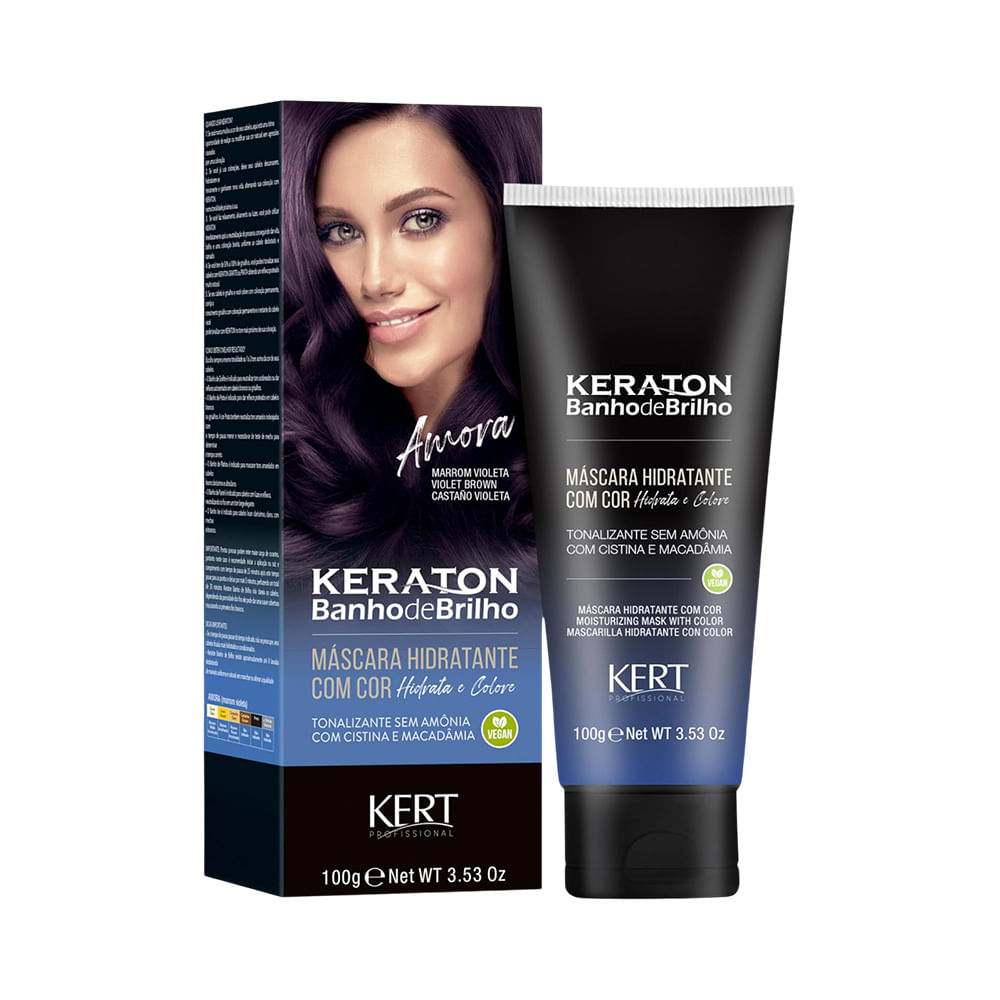 Tonalizante Keraton Banho de Brilho Amora 100g embalagem e produto