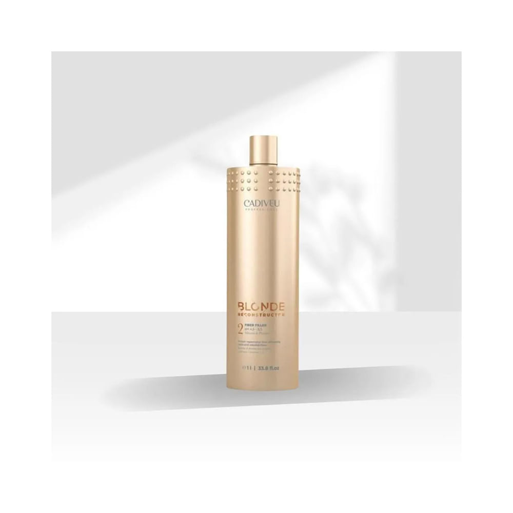 Máscara Cadiveu Blonde Reconstructor Fiber Filler embalagem dourada metálica